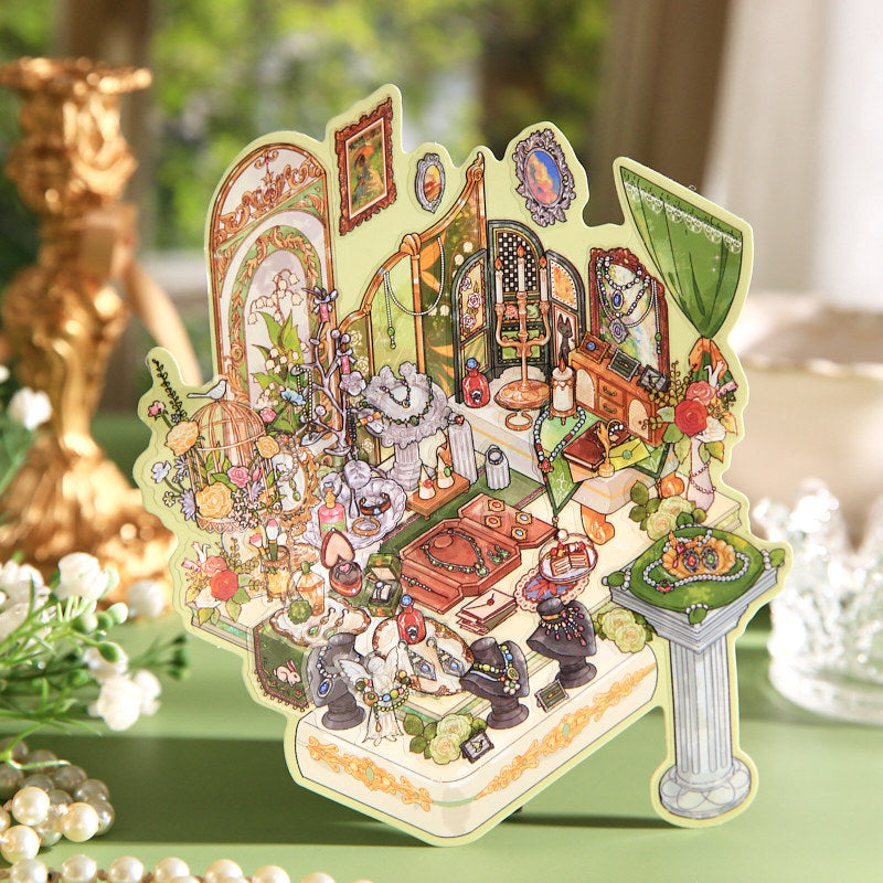 Gilded Encounter Series 3D Miniature Landscape Flat Stickers Gilded Encounter Series Cartoon Fun Stress Relief Stickers