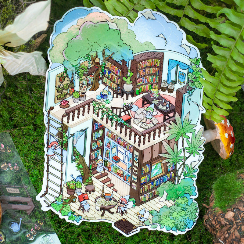 Vintage Fairy Tale Scene Stickers 3D l Cottage DIY Journal Puzzle Stickers