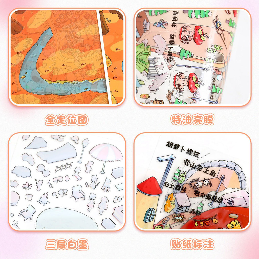 Autumn Winter Small Town Series Special Oil Stickers 104.0 Scenery Stickers Cute Miniature Scene Stickers Journal DIY