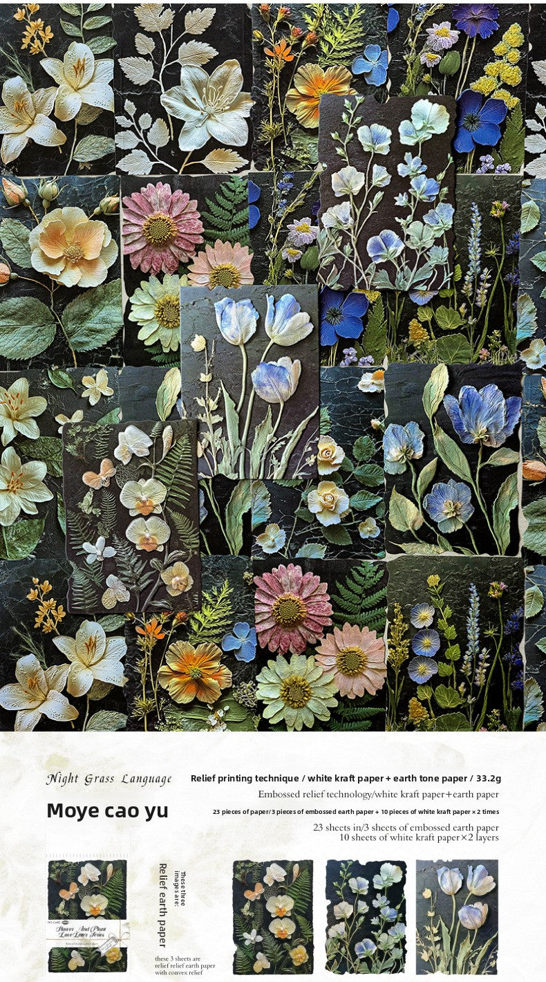 Vintage Embossed Plant Material Paper Floral Journal DIY Background Paper