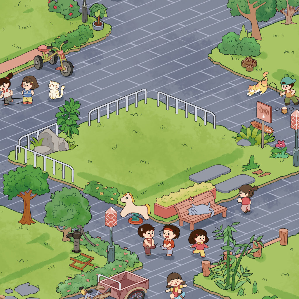 Extra Large Version 1.0 Childhood Town Series Scenery Stickers 3D Stickers Cute DIY Stress Relief Scene Stickers