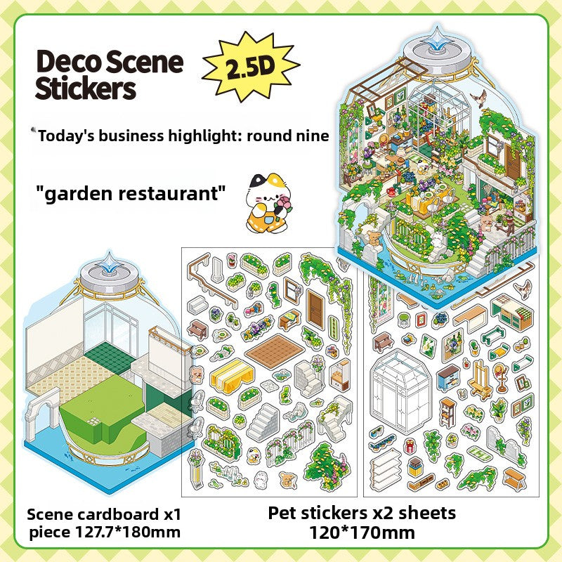 Today's Business 3D DIY Miniature Scences Sticker 9 Lovely Miniature Stickers