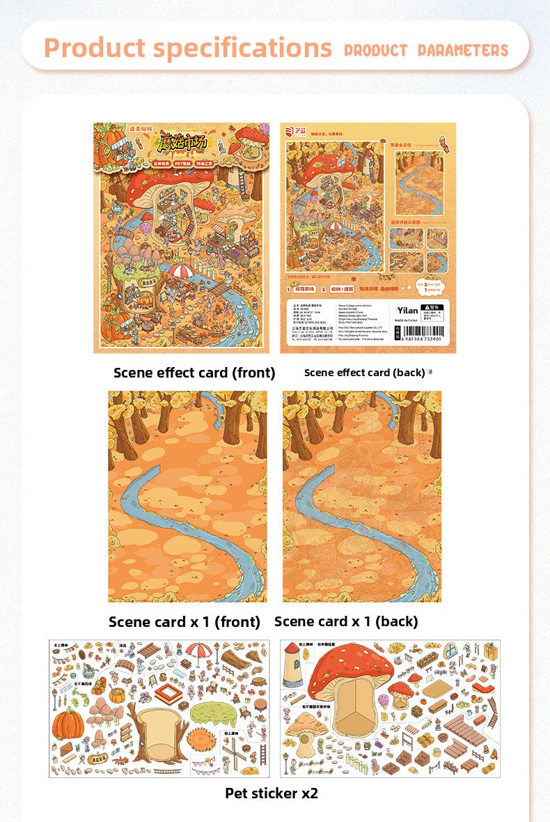 Autumn Winter Small Town Series Special Oil Stickers 104.0 Scenery Stickers Cute Miniature Scene Stickers Journal DIY