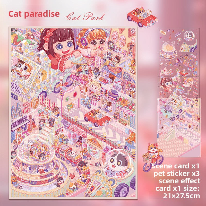 Alice's Dream 44.0 Scenery Stickers 3D Miniature Scene Collage DIY Stress Relief Journal Stickers