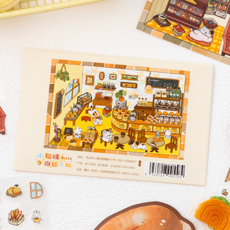 Little Cat Bakery Workshop Series Cartoon Cute Pet Scenery Handmade Journal DIY Decoration Stickers