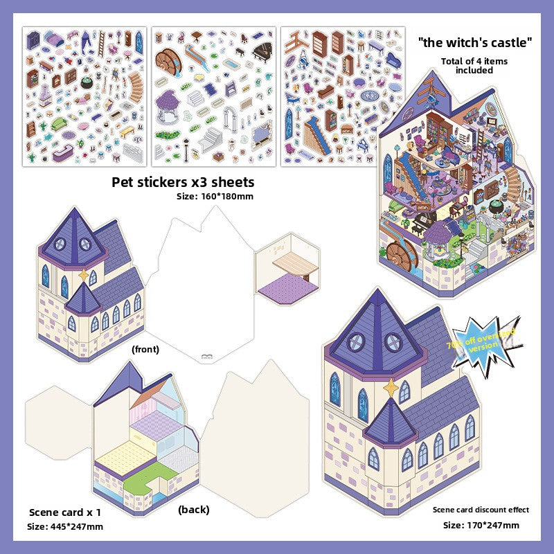 Small Corner 4 Miniature Landscape Stickers Creative Stress Relief Scene Stickers