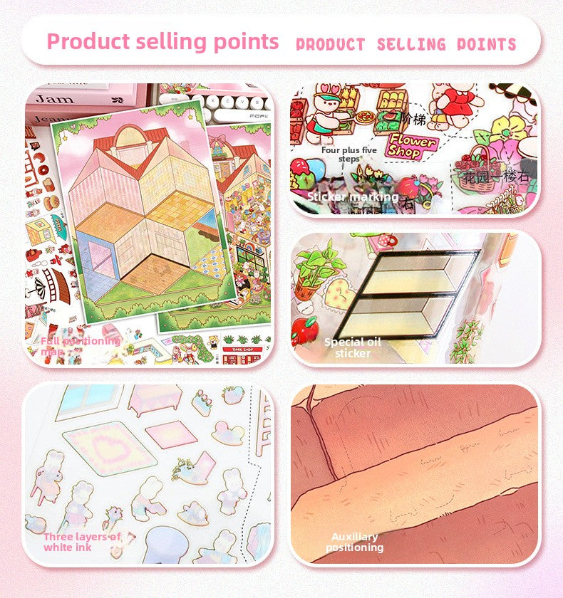 Large Special Oil Scene Stickers 108.0 Stickers 3D Miniature House Miniature Scene Journal Stickers