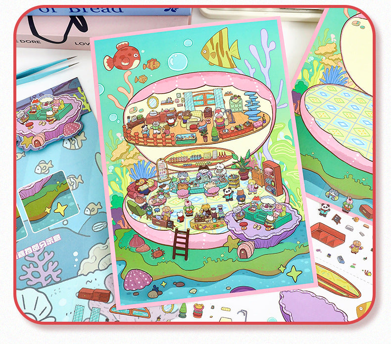 Cute Scene Stickers 56.0 Collage Large 3D Miniature Scene Stickers for Journaling