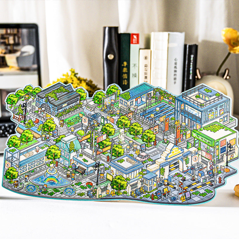 Amao Campus Guide Miniature Stickers for 3D House Journaling Quiet Book Diorama  DIY