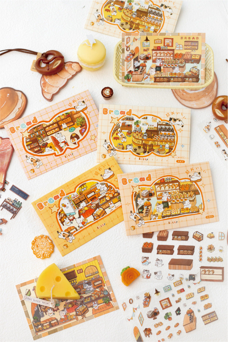 Little Cat Bakery Workshop Series Cartoon Cute Pet Scenery Handmade Journal DIY Decoration Stickers