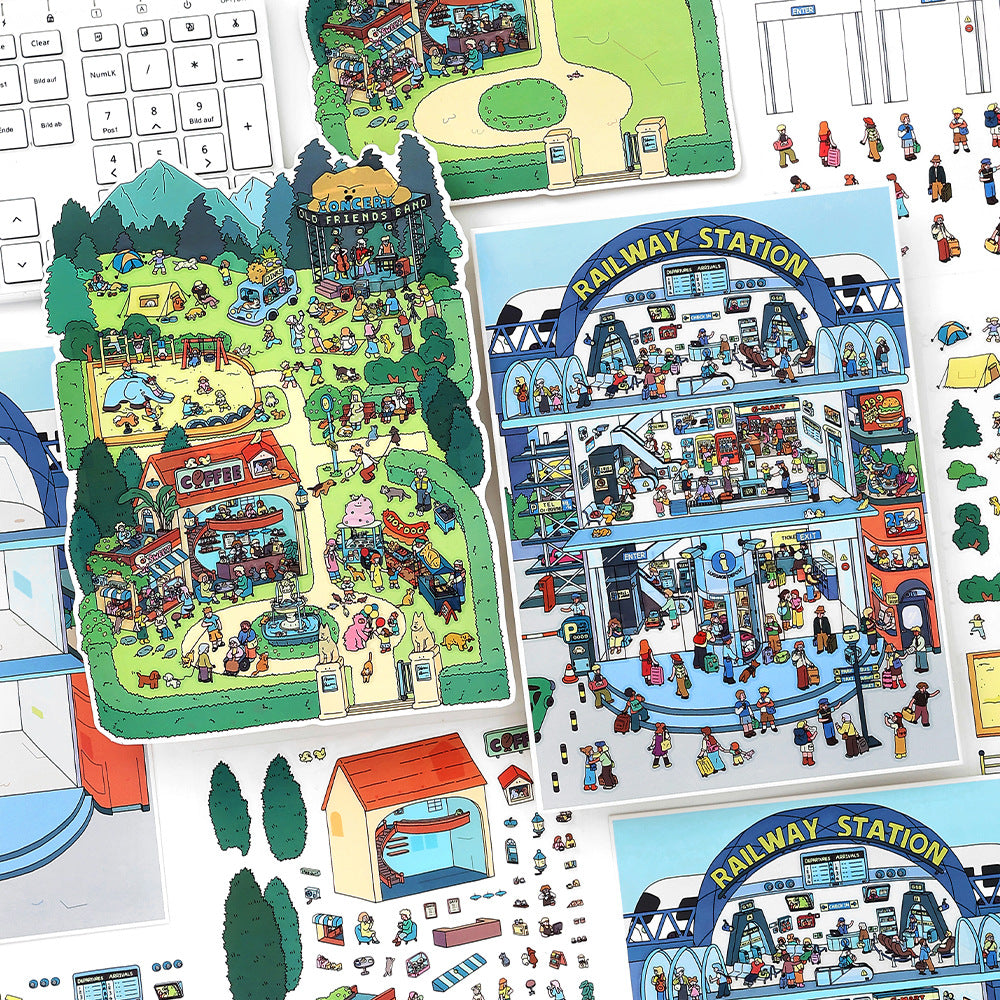 Today's Business 3D DIY Miniature Scences Sticker 30 Lovely Miniature Stickers