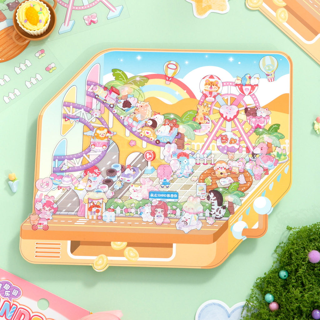 Sparkling Fun Large Size Scenery Stickers Cartoon Cute DIY Miniature 3D Scene Stickers