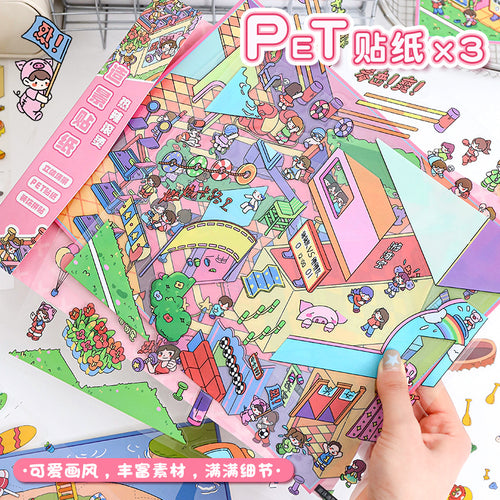 Cute 3D Miniature Scene Stickers 38.0 Large Size Stackable Stress Relief Stickers for Journaling