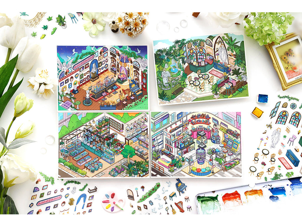 Today's Business 3D DIY Miniature Scences Sticker 28 Lovely Miniature Stickers
