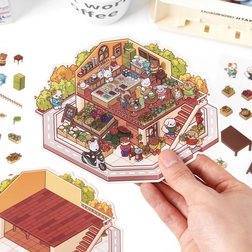 Today's Business 3D DIY Miniature Scences Sticker 3 Lovely Miniature Stickers