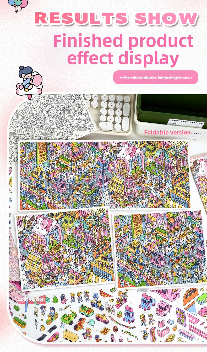 Scenery Stickers Milk Town Scene 96.0 Journal Stickers Stress Relief Stickers 3D Miniature Scene