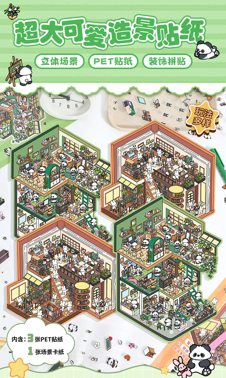 Cute Oversized Landscaping Stickers Cartoon Stress Relief Miniature Landscaping Stickers 3D