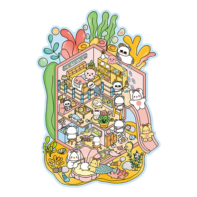 Scenery Stickers Cartoon Miniature Scenes 21.0 Collage Cute Stacked 3D Journal Decoration Stickers