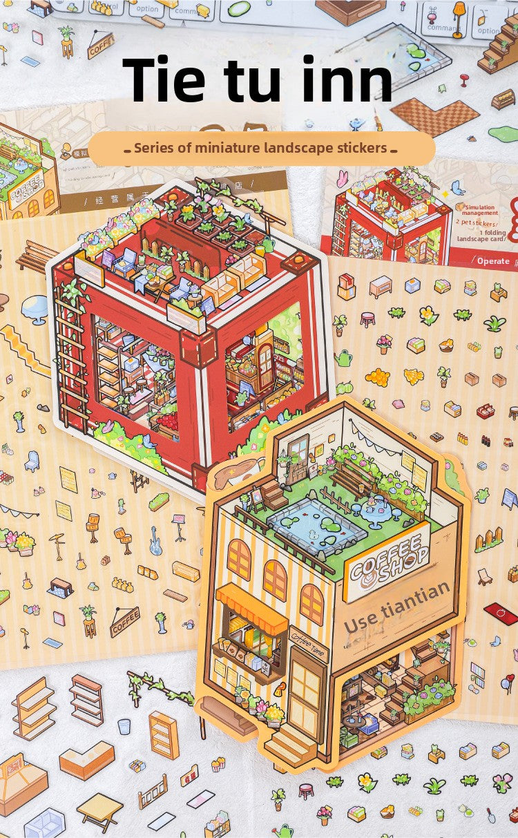 Sticker Post Miniature Landscape Stickers 3D DIY Stacking Cottage Journal Quiet Book