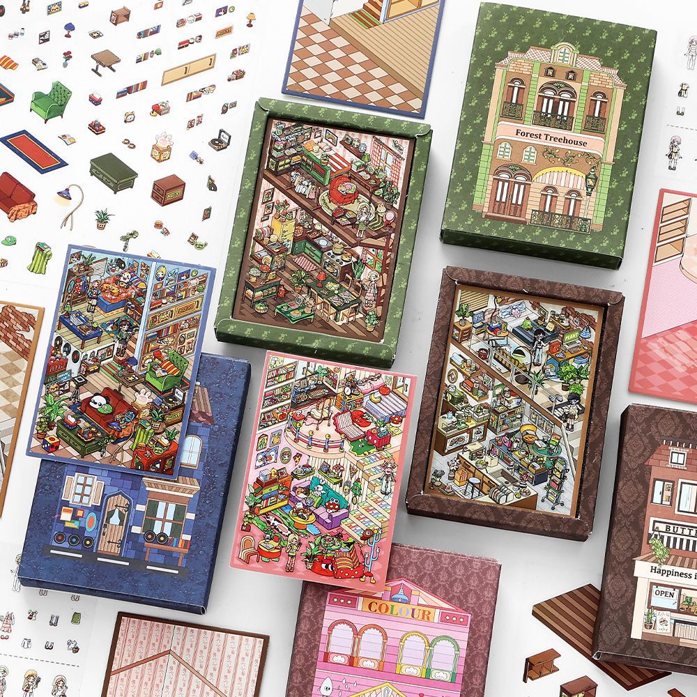 Today's Business 3D DIY Miniature Scences Sticker 10 Lovely Miniature Stickers
