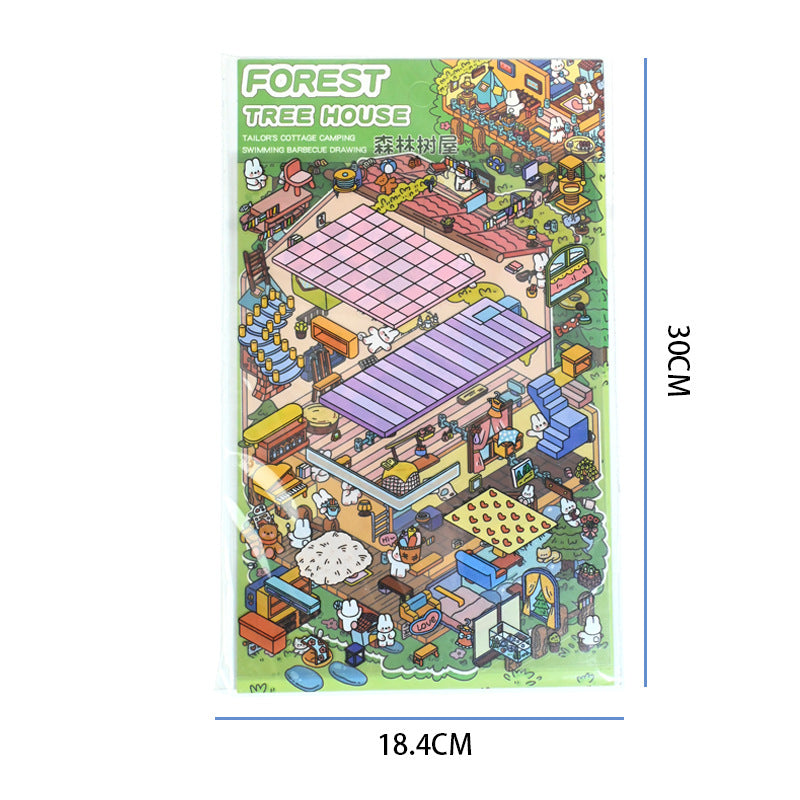 Extra Large Version 1.0 Miniature Scene Stickers 3D Landscaping Stress Relief DIY Miniature House Stickers