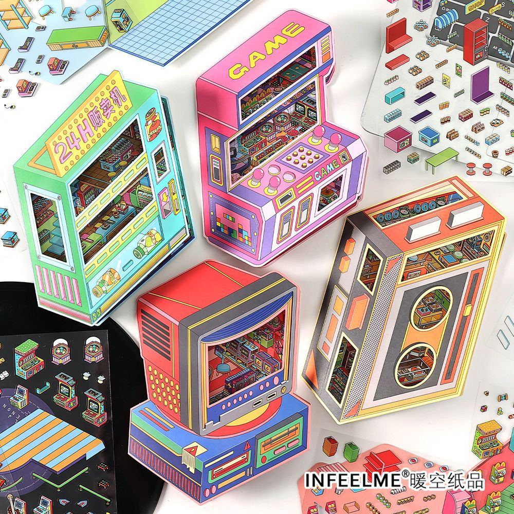 Today's Business 3D DIY Miniature Scences Sticker 7 Lovely Miniature Stickers