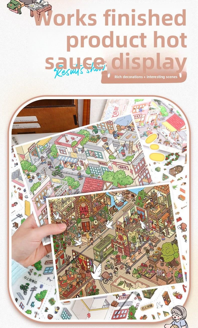 Scenery Stickers Retro Street Scene Series 113.0 Scene Stickers 3D Miniature Scene Journal Stickers
