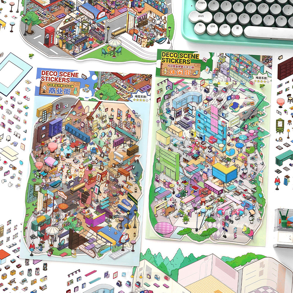 Today's Business 3D DIY Miniature Scences Sticker 22 Lovely Miniature Stickers