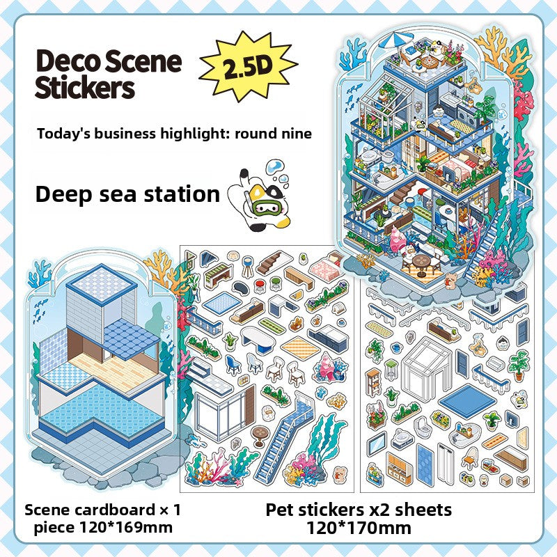 Today's Business 3D DIY Miniature Scences Sticker 9 Lovely Miniature Stickers