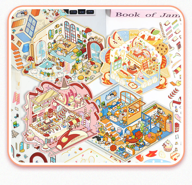 Large Stickers 98.0 for Scenery Journal Stickers Stress Relief Stickers Miniature Scene Collage 3D Scene Stickers