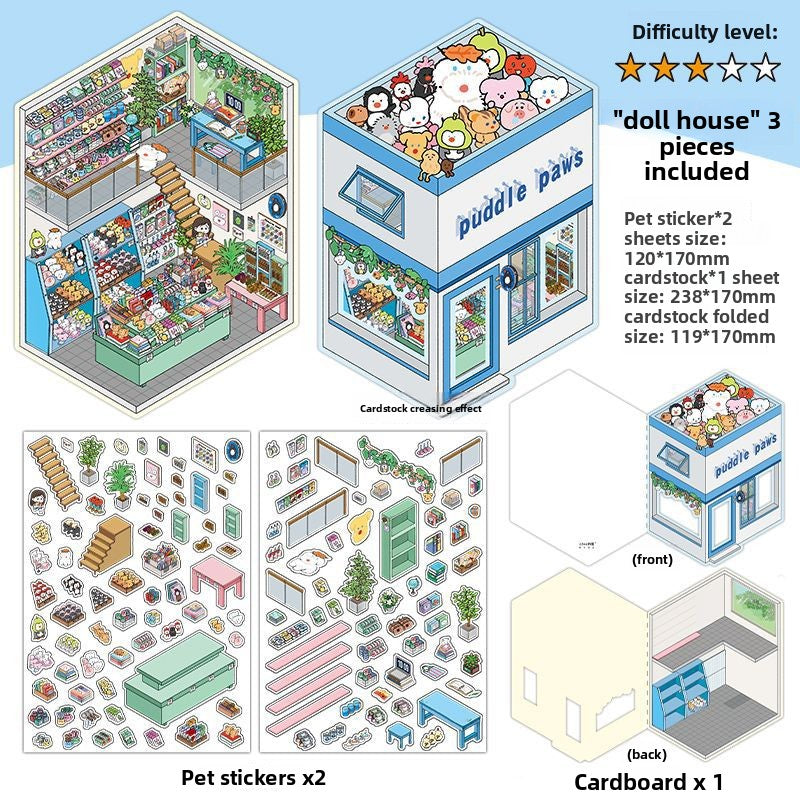 Today's Business 3D DIY Miniature Scences Sticker 18 Lovely Miniature Stickers