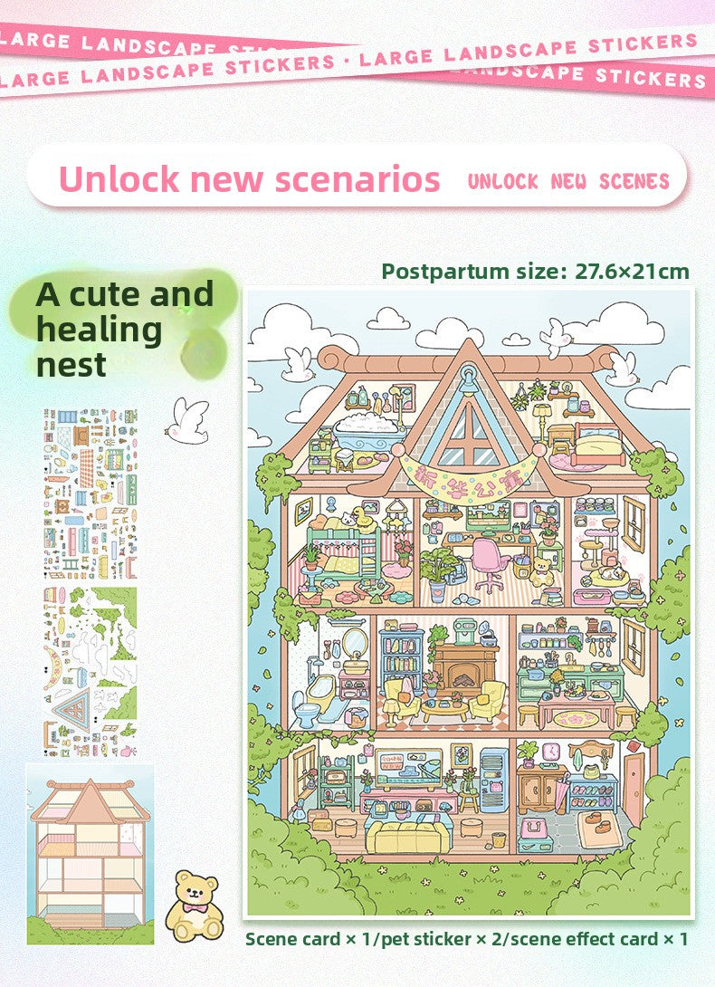 Scenery Stickers Grid Room Special Oil Scene 107.0 Stickers 3D Three-Dimensional Miniature Scene Journal Stickers