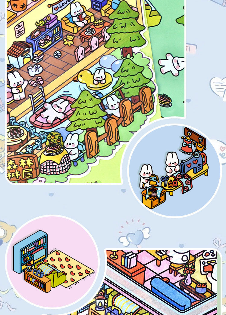 Extra Large Version 1.0 Miniature Scene Stickers 3D Landscaping Stress Relief DIY Miniature House Stickers