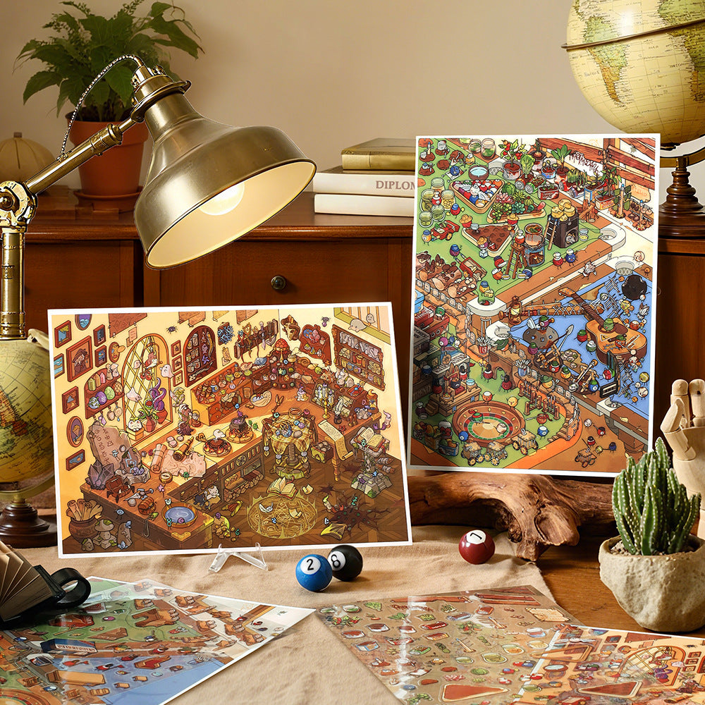 My Little House 3D DIY Miniature Scences Sticker 12 cute Miniature Stickers