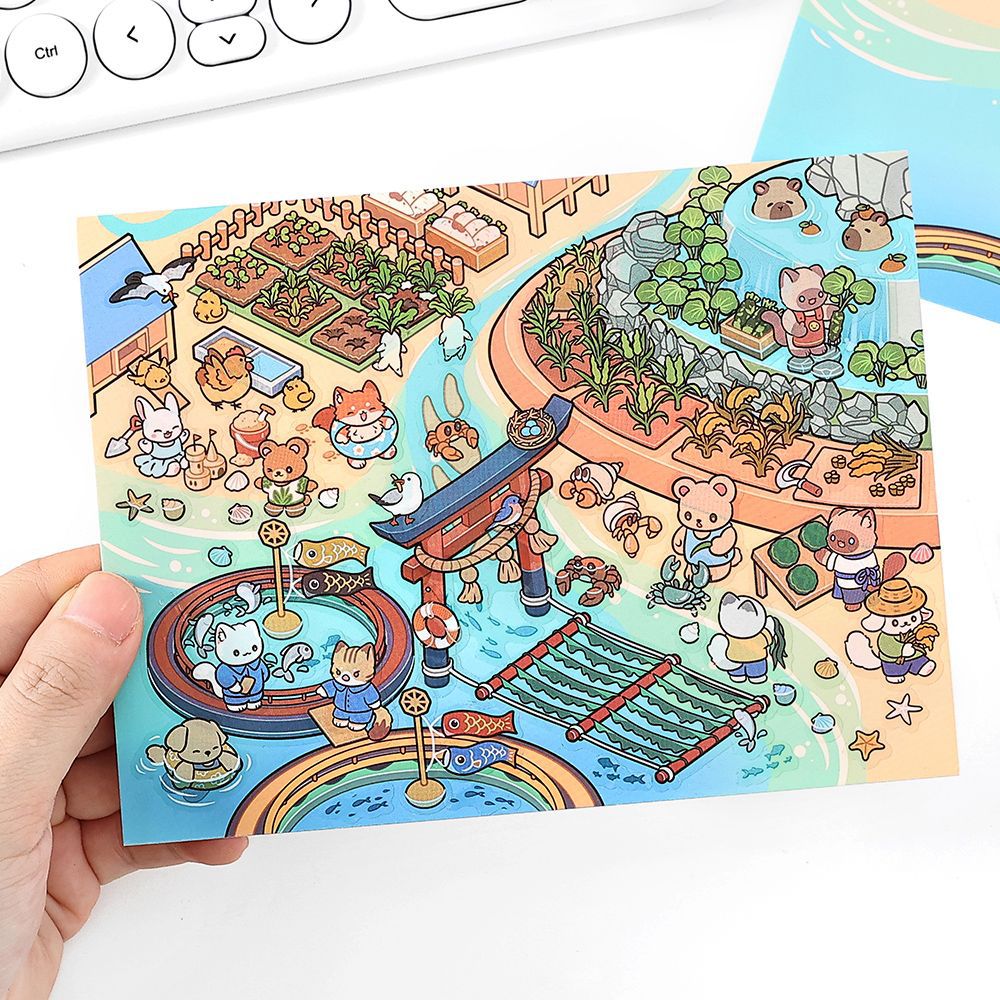 Today's Business 3D DIY Miniature Scences Sticker 8 Lovely Miniature Stickers