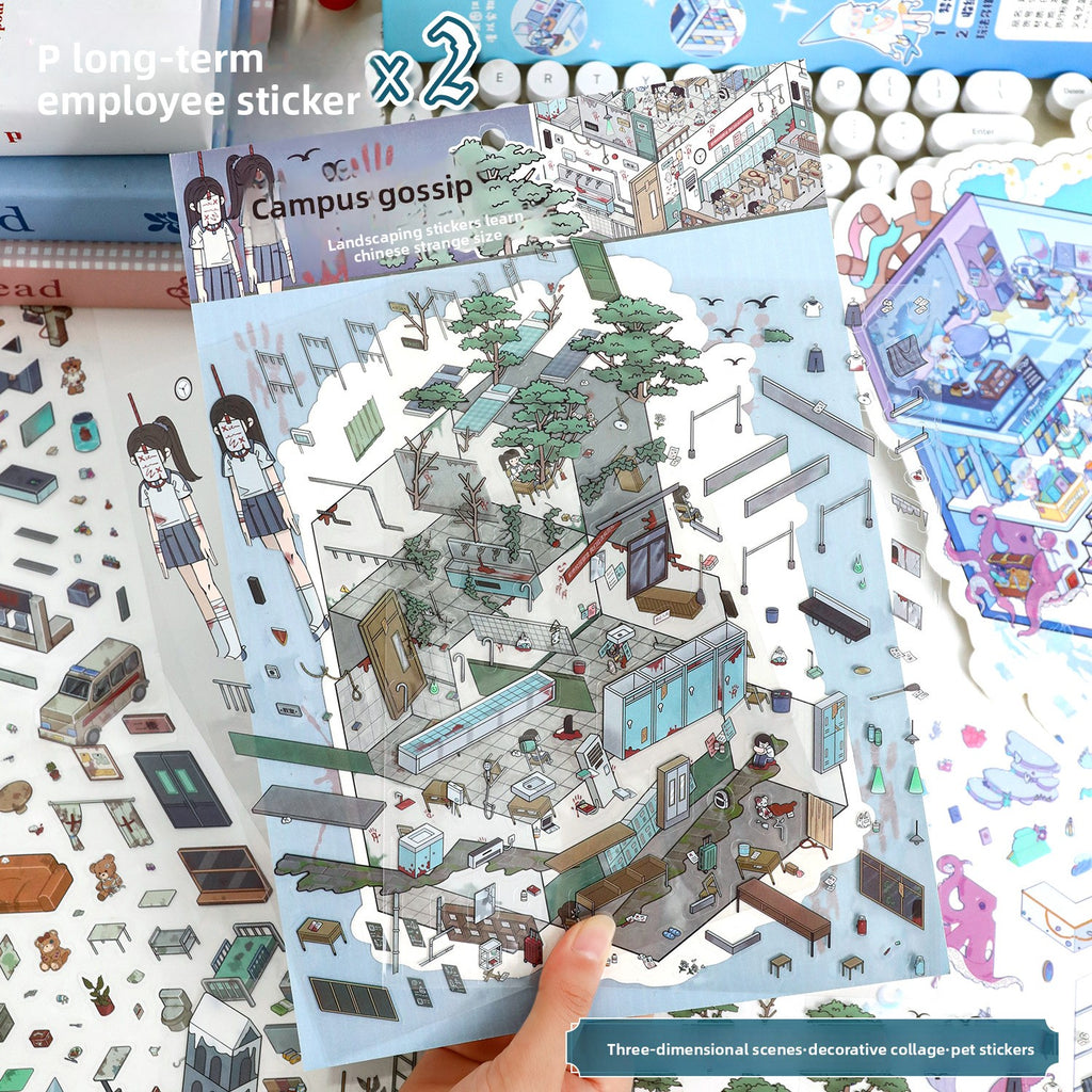 Large Scene Stickers 3D Micro Horrorr 72.0  Scene Stickers DIY Stress Relief Journal Stickers