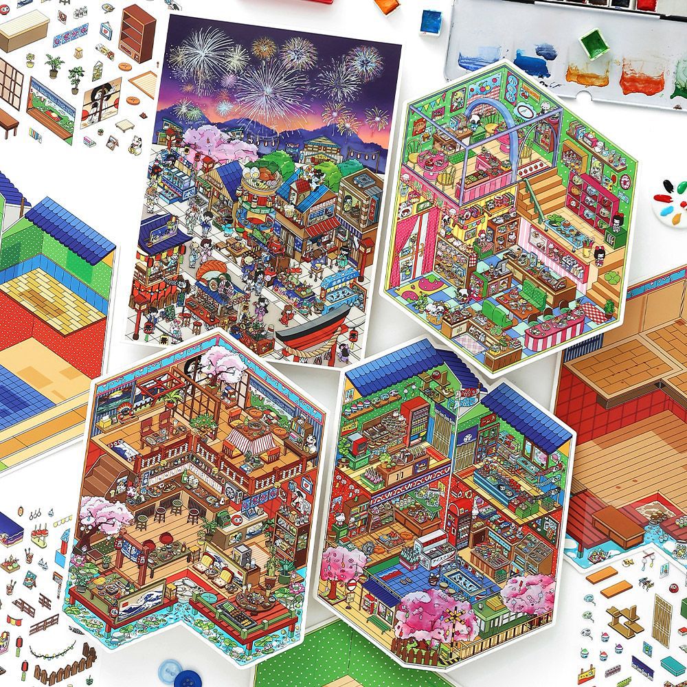 Today's Business 3D DIY Miniature Scences Sticker 23 Lovely Miniature Stickers