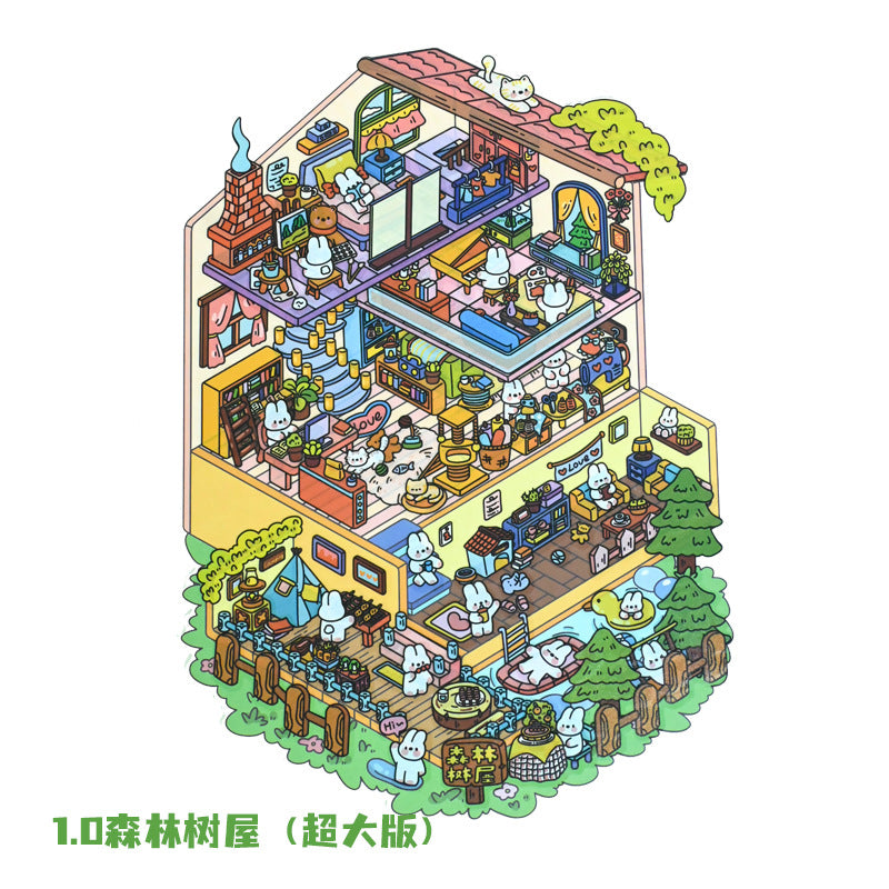 Extra Large Version 1.0 Miniature Scene Stickers 3D Landscaping Stress Relief DIY Miniature House Stickers