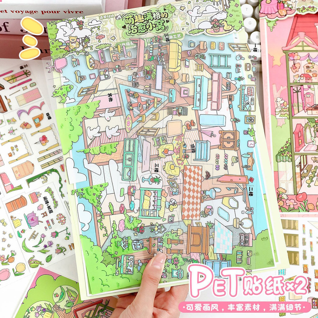 Scenery Stickers Grid Room Special Oil Scene 107.0 Stickers 3D Three-Dimensional Miniature Scene Journal Stickers