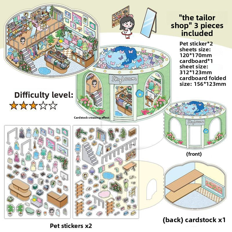 Today's Business 3D DIY Miniature Scences Sticker 18 Lovely Miniature Stickers