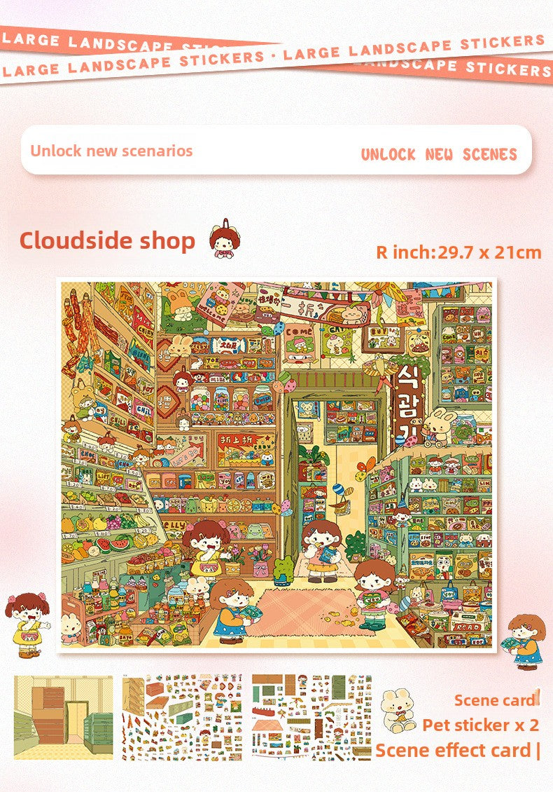 Code Scene Decoration Stickers 99.0 Special Oil Glossy Film Stickers Miniature Scene Collage Journal Stickers