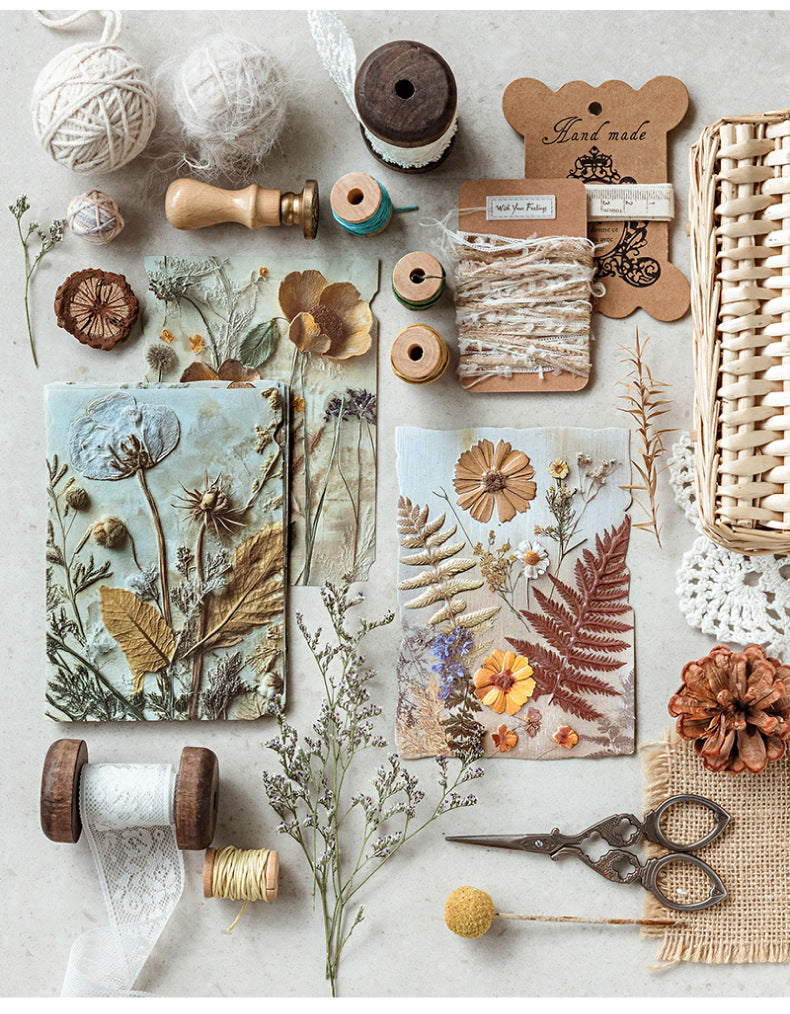 Vintage Embossed Plant Material Paper Floral Journal DIY Background Paper