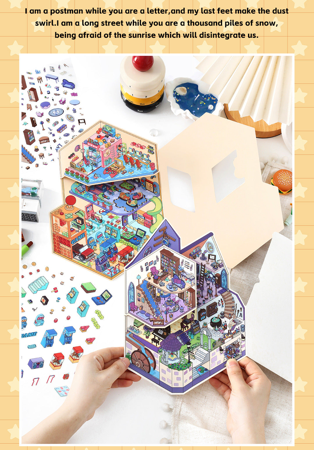 Small Corner 4 Miniature Landscape Stickers Creative Stress Relief Scene Stickers