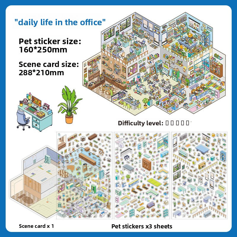 Today's Business Extra Large 3D DIY Miniature Scences Sticker 32 Lovely Miniature Stickers