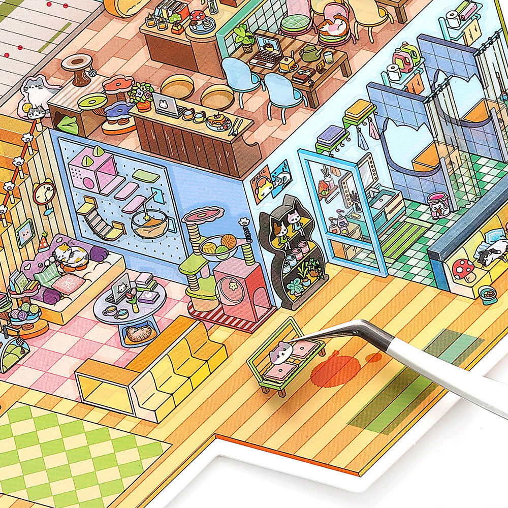 Today's Business Extra Large 3D DIY Miniature Scences Sticker 32 Lovely Miniature Stickers