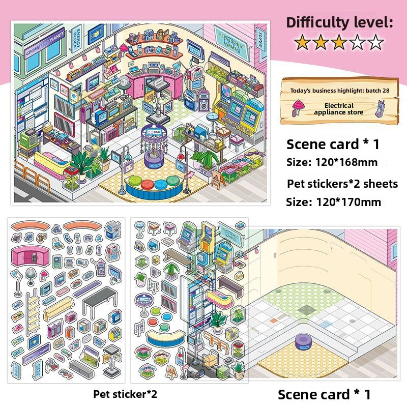 Today's Business 3D DIY Miniature Scences Sticker 28 Lovely Miniature Stickers