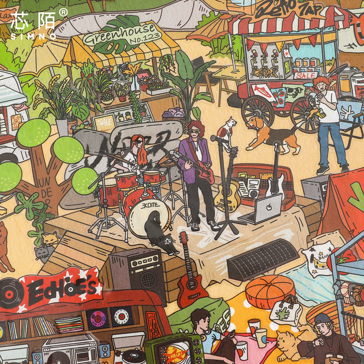 Retro American Afternoon Park DIY Landscaping Miniature 3D Scene  Stickers