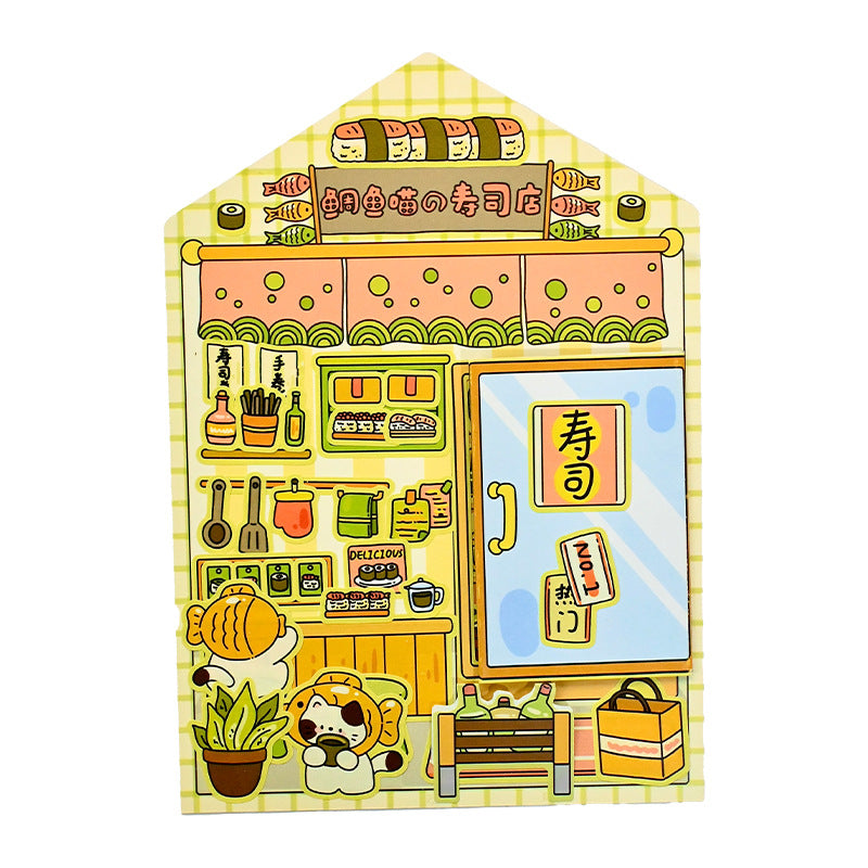 Landscape Street Scene Mechanism Stickers New Cute Scene Stickers High-Value Girl Stress Relief DIY