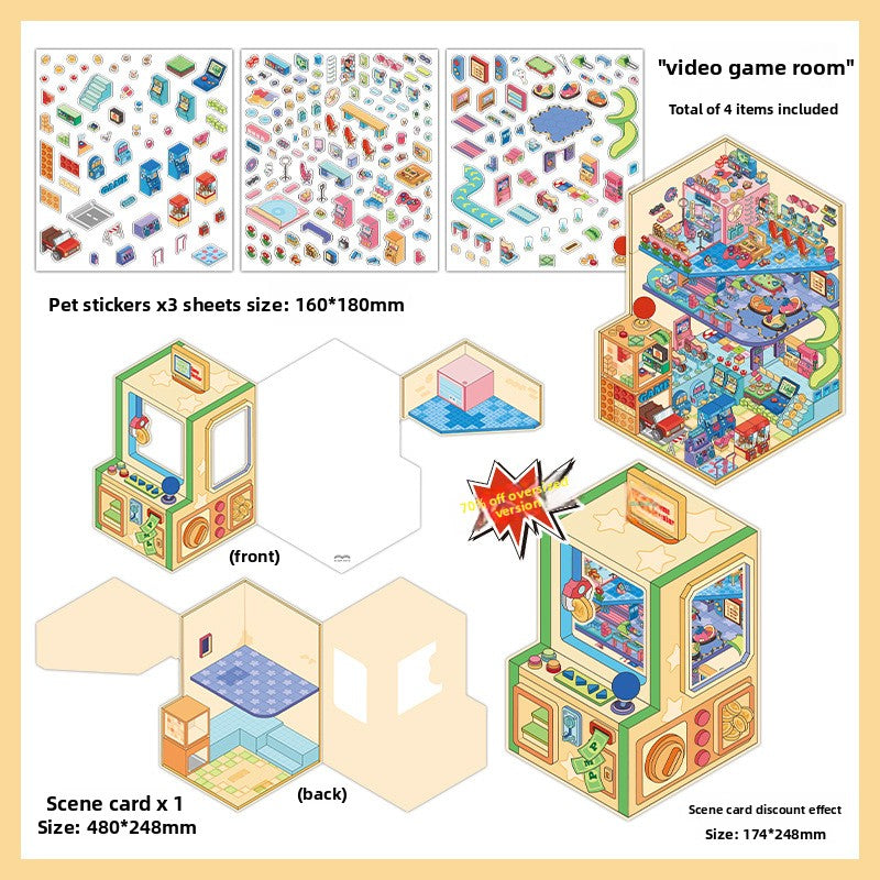 Small Corner 4 Miniature Landscape Stickers Creative Stress Relief Scene Stickers