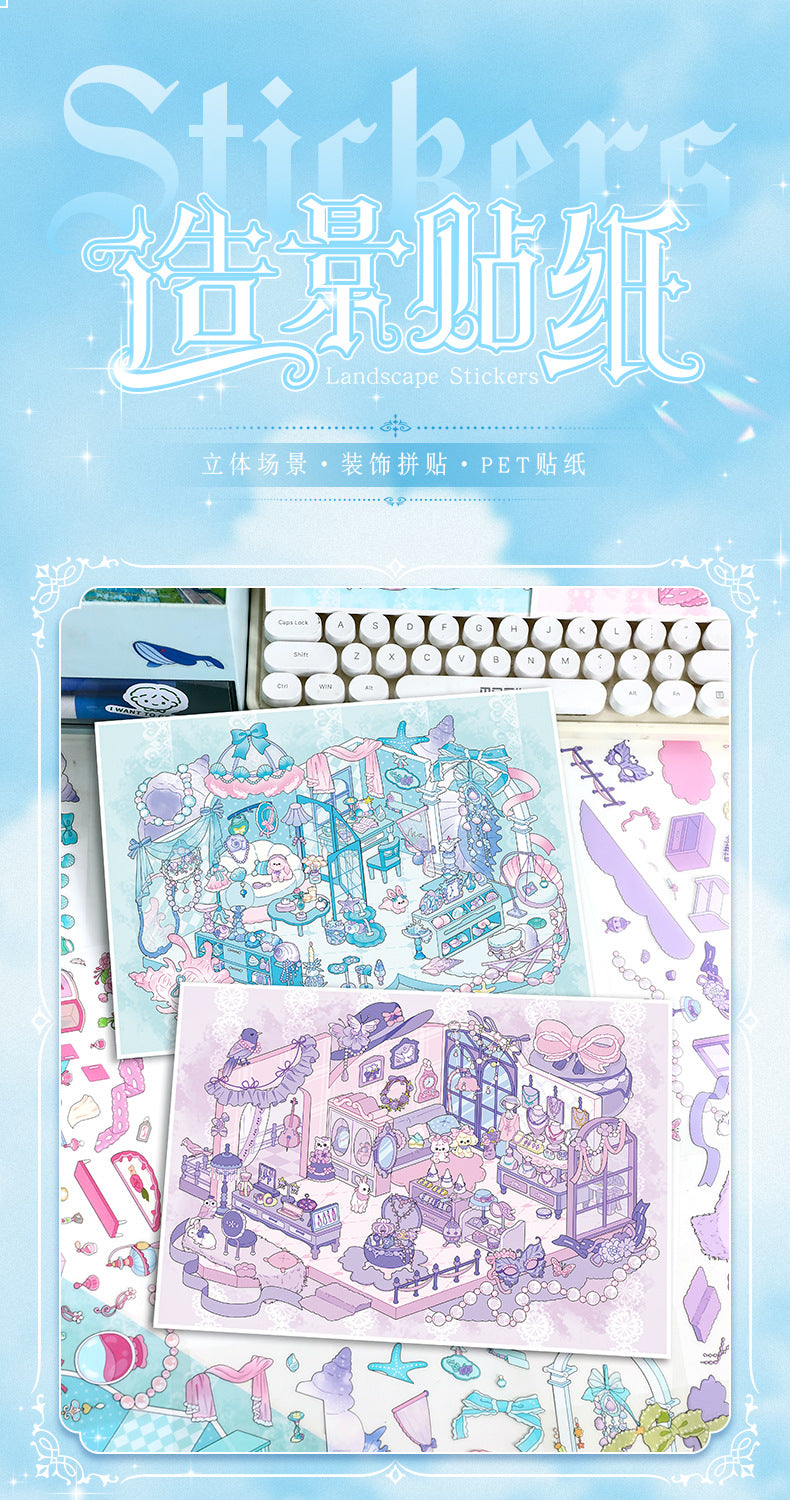 Scenery Stickers ins style 87.0 Scene Stickers 3D Stereo Stickers Miniature Scene Collage Journal Stickers